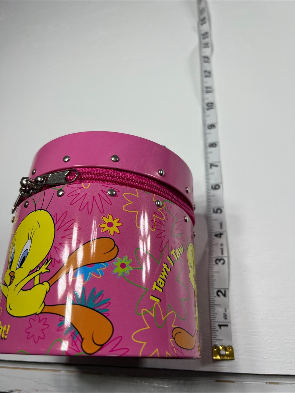 Tweety bird pink 2000 vintage tin bucket purse with zipper - Picture 8 of 11